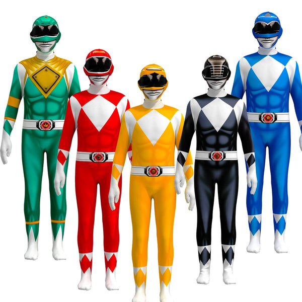 Adult Kids Power Samuraiai Sentaiai Rangersrs Costume Superhero Cosplay Halloween Birthday Party Zentai Suit Jumpsuit