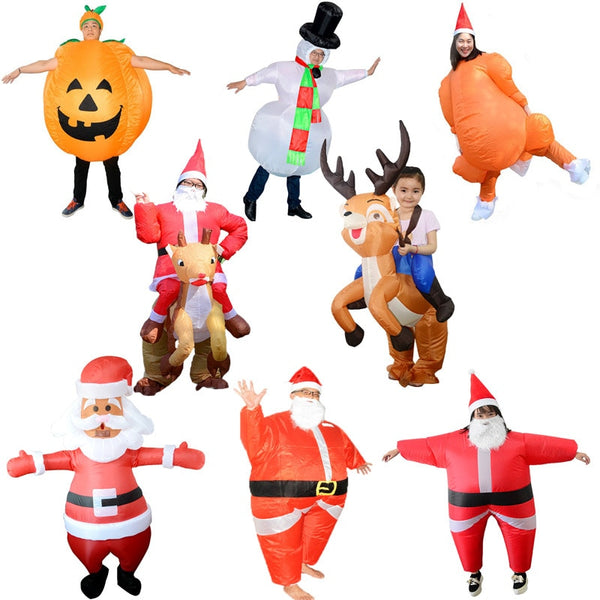 Christmas Inflatable Santa Claus Cosplay Costume Snowman Elk Inflated Funny Fancy Dress Halloween Carnival Birthday Paryt Suit