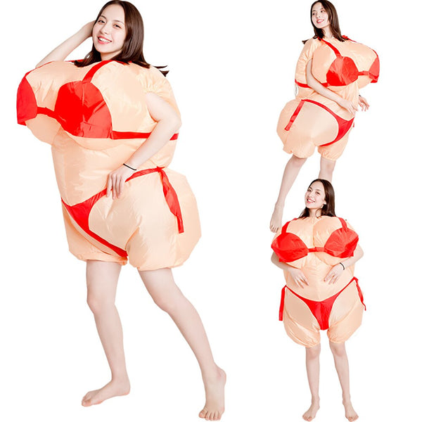 Sexy Bikini Inflatable Costume Funny Fancy Dress Cosplay Costume Air Blow up Suit For Adult Inlatable Costume Party Jumpsuit