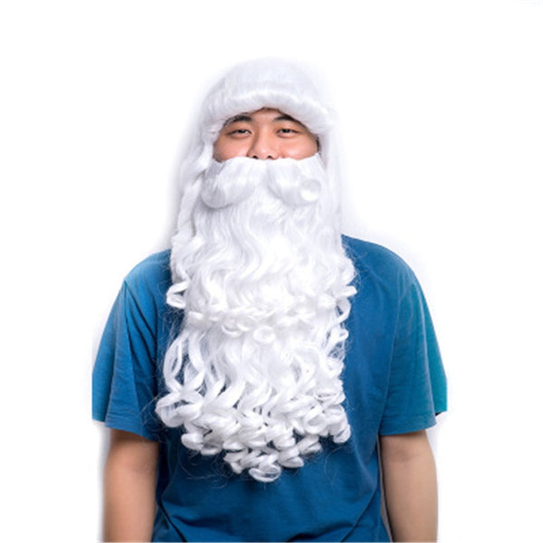 Weihnachtsmann-Bart-Perücke, lang, weiß, gewellt, ausgefallenes Haarteil, Weihnachten, Cosplay-Kostüm, Perücke, Weihnachtsfest, Geschenke