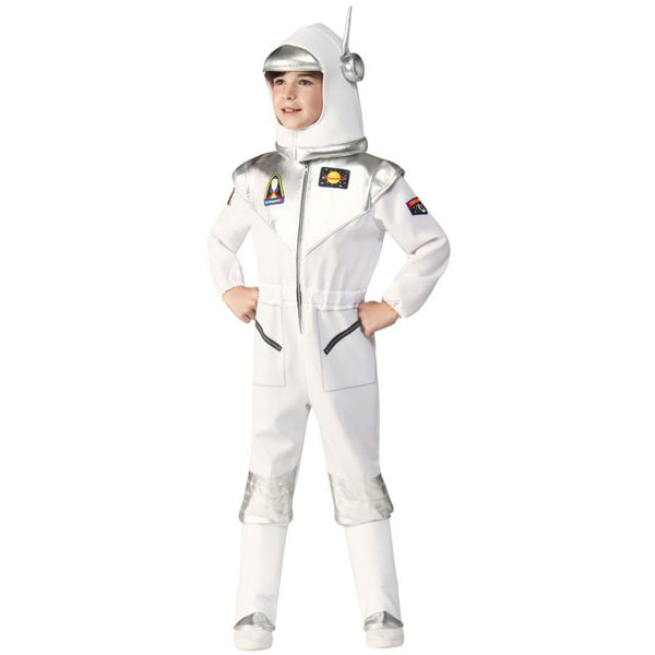 Deluxe Boy's White Space Suit Astronaut Book Week Halloween Out Space Themed Party Costume