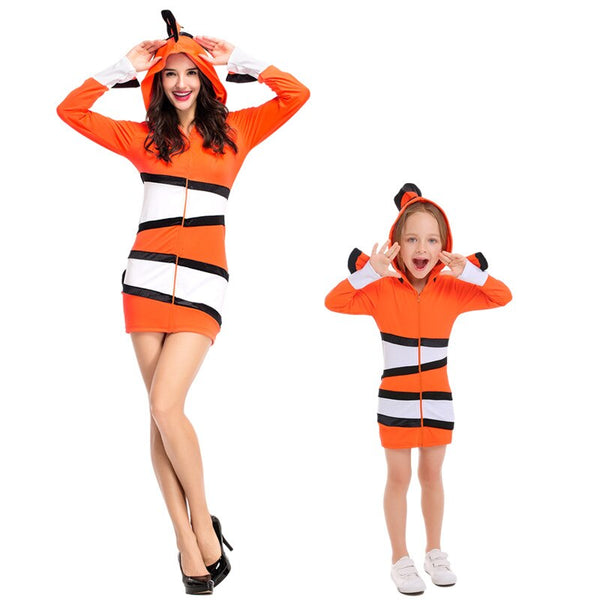 Clown Fish Costume Parents and Children Ocean Theme Party Cosplay Cloth Kindergarten Holiday Performance Costume