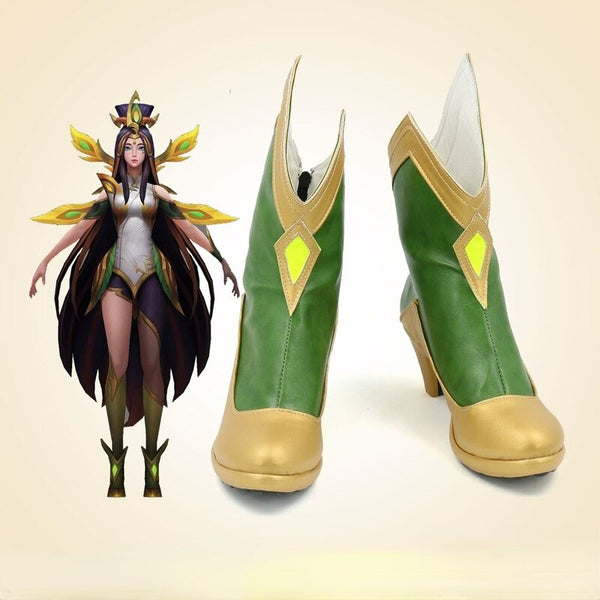 LOLs Seraphinene Green Cosplay Shoes Boots Halloween Cosplay Costume Accessories Props