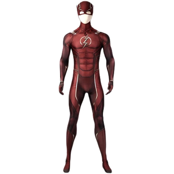 Barryry Allenen The Flashes Cosplay Costumes Masks Spandex Zentai Jumpsuits With Latex Mask Tights Bodysuits For Halloween