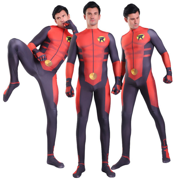 Boy Wonder Robin Cosplay Costume 3D Printed Zentai Polyester Jumpsuit for Men Boys Halloween