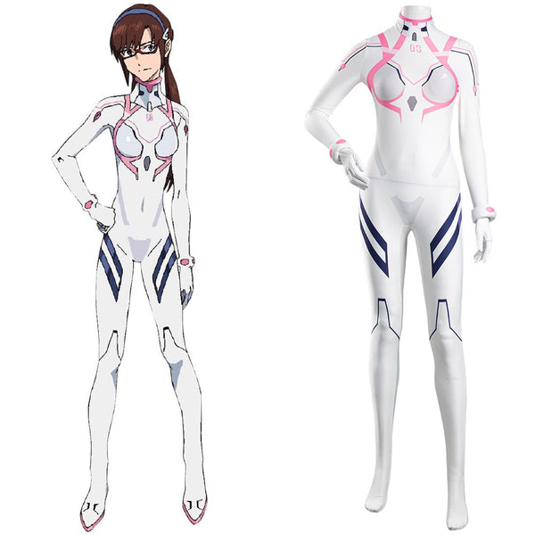 Anime Cosplay Makinami Mari Illustrious Costume White Jumpsuit Battle Outfits Halloween Carnival Suit