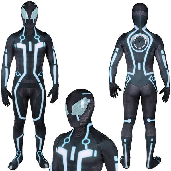 Tronon Cosplay Costume Blue a Lens Lycra Spandex Superhero Zentai Cosplay Halloween Costumes Tronon Bodysuit For Adult Kids