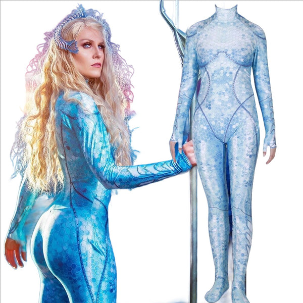 Aquamanman Queen Atlannana Cosplay Costume Lycra Spandex Haloween Custome Zentai Bodysuit Swimming Suit Jumpsuits for Women/Girls