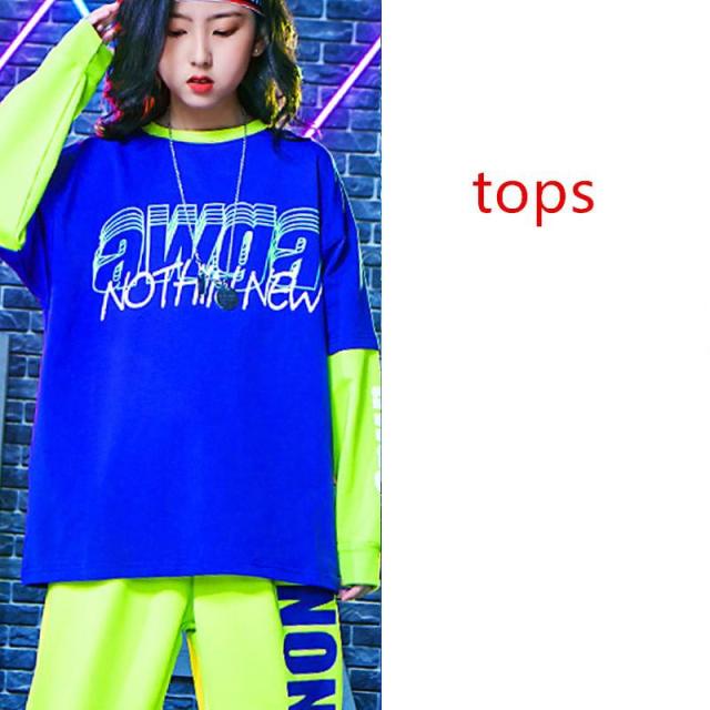 Children Hip Hop Dance Clothes Lattice Tops for Girls Casual Cargo