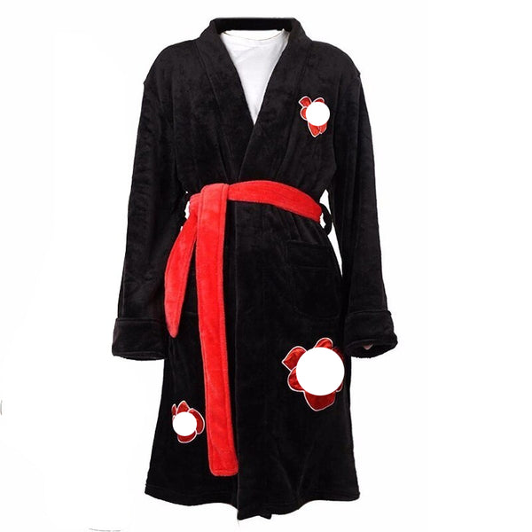 Anime Cosplay Bathrobe Akatsukiki Flannel Pajamas Adult Unisex Winter Soft Fleece Warm Nightwear Sleepwear Kimono Red Cloud Robe