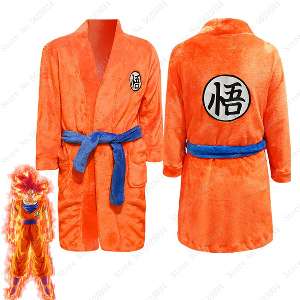 Women Men Kids Pajamas Cartoon Anime Bathrobe Cosplay Son Goku Costume Adult Children Bath Robe Sleepwear Plush Robe