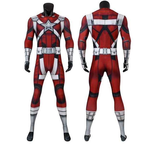 Adult Superhero Widow Red Guardian Jumpsuit Cosplay Costume Halloween Masquerade Print Bodysuit With Mask