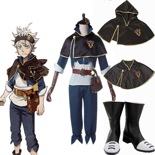 Anime Black C Clover Anime Cosplay Shoes Asta Cosplay Men Boots Costumes and Cloak