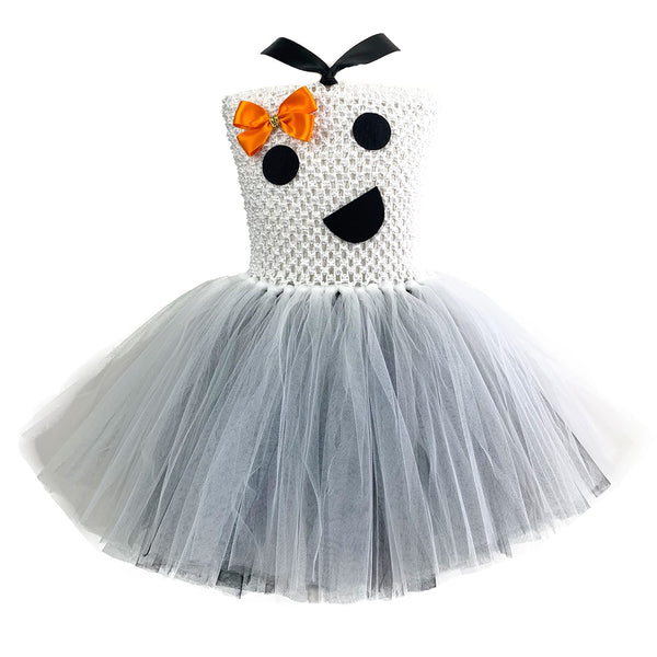 Black White Ghost Tutu Dress Baby Girls Halloween Costume for Kids Girl Fancy Dresses Children Carnival Party Role Play Clothing