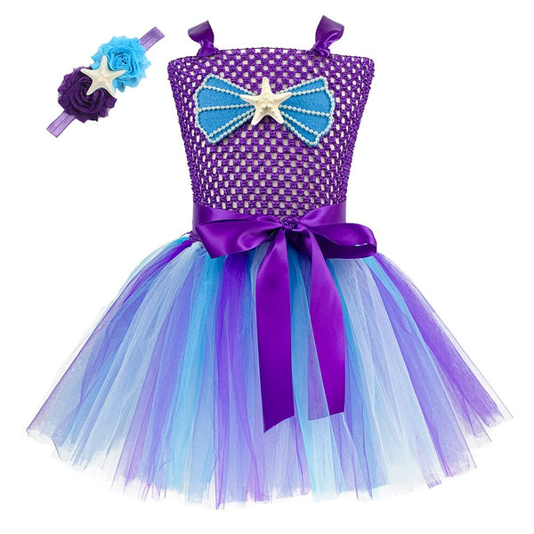 Cute Mermaid Dress for Girls Kids Purple Princess Tutu Dress Children Mermaid Party Decoration Toddler Girls Halloween Costume