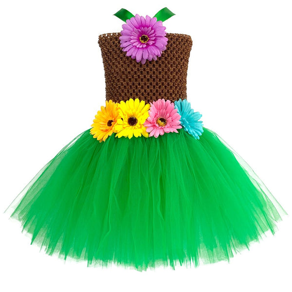 Hawaii Hula Tutu Dress for Girls Kids Summer Vacation Party Dresses Toddler Girls Hawaiian Princess Costume Birthday Purim Gifts