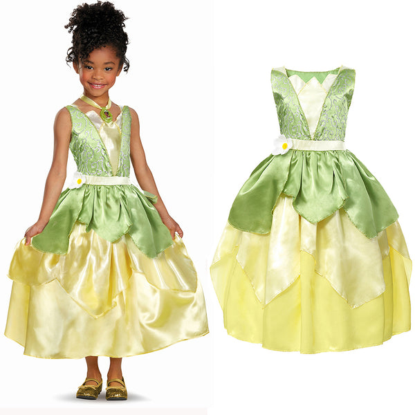 Prinzessin Tianna Kostüm für Mädchen Kostüme Cosplay Prinzessin und der Frosch Kleid Kinder Party Halloween Geburtstag Kleid