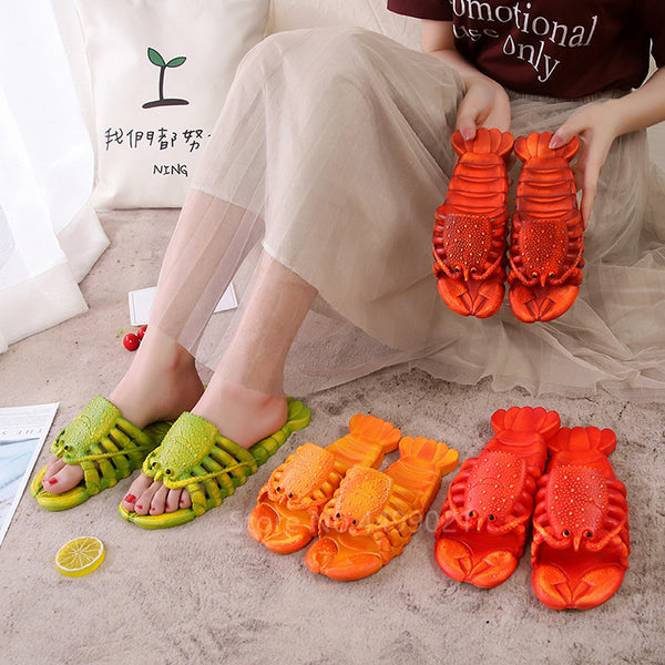 Size 25-47 Summer Shoes 2022 New Funny Slippers Lobster Unisex Women Men Soft PVC Beach Slippers Plus Woman Slides Kids Adult