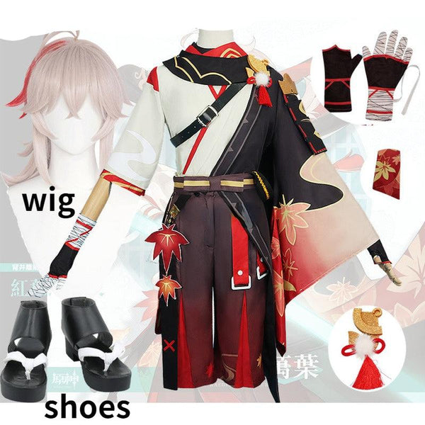 Anime Game Genshing and Impacts Kiryuyu Kazuhaha Battle Suit Kaedeharara Wanyeye Uniform Wig Cosplay Costume Halloween Party Men 2021 New