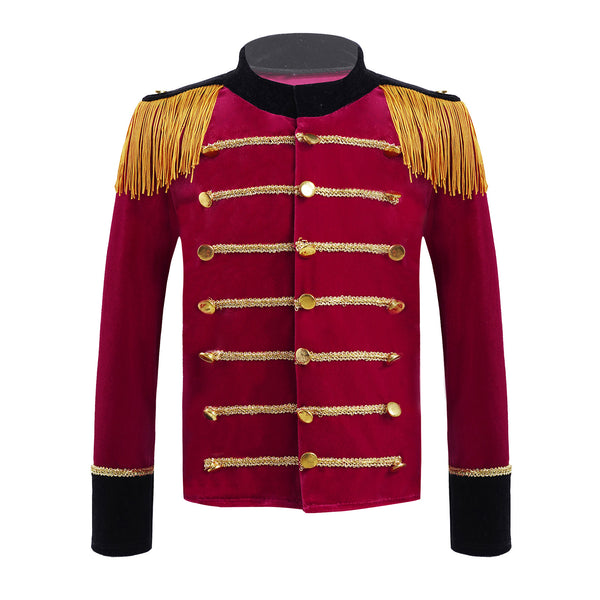 Kids Boys Girls Circus Ringmaster Costumes Deluxe Royal Guard Jacket Coat for Role Play Long Sleeves Tassels Drum Tops Tailcoat