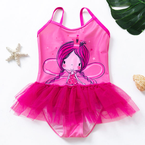 2-7Years Little Girls One Piece Lace Swimsuit Summer Lovely Rose Swimwear For Kids Girls Fashion beachwear 2022