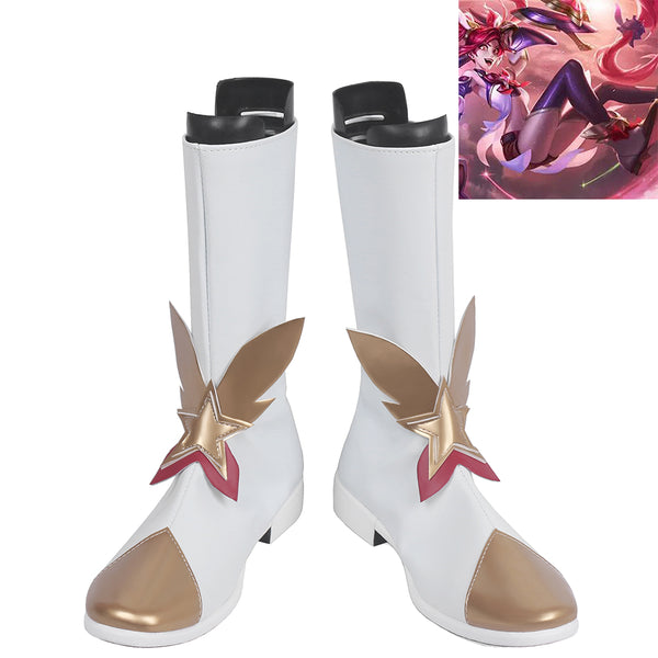 LOLS Starar Guardianan Magicals a Girl Jinxnx Cosplay White Boots Woman Shoes