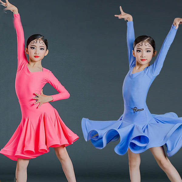 Girl Latin Dance Dress Competition For Children Girls Competition Ballroom Kids Skirt Tango Salsa Dancewear Practice Wear SL5170