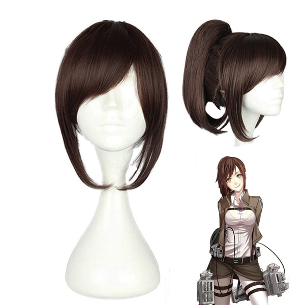 Anime Attack Titan Sasha Blouse Short Ponytail Wig Cosplay Costume Women Heat Resistant Synthetic Hair Wigs