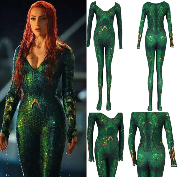 Women Kids Movie Aquamansns Merara a Queen Cosplay Costume Zentai Bodysuit Suit Jumpsuits